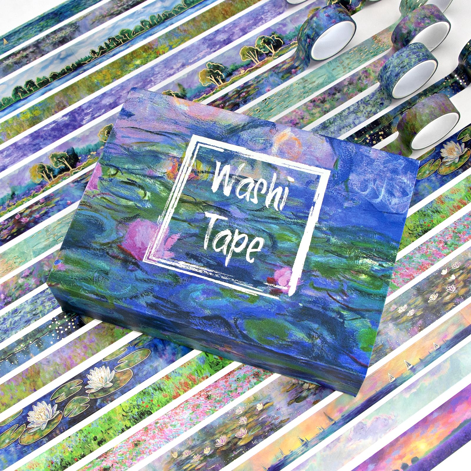 27 Rolls Monet Gold Foil Vintage Washi Tape Set - Decorative Masking Tapes for Scrapbooking, Journaling, Crafts, School Supplies