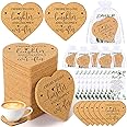 Uiifan 100 Set Wedding Favors for Guest Coaster Gifts Bulk Heart Shaped Coasters Thank You Cards Organza Bags Guest Souvenirs for Wedding Party Bridal Favors
