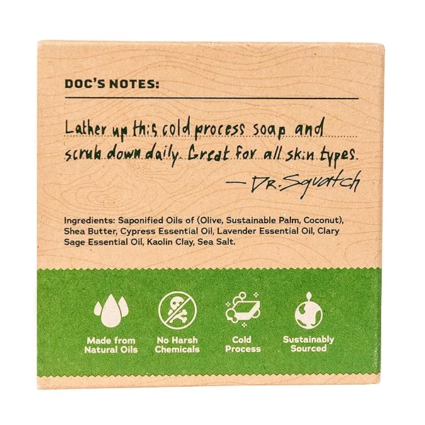 DR. SQUATCH ALL NATURAL BAR SOAP FOR MEN WITH ZERO GRIT, ALPINE SAGE