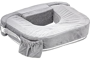My Brest Friend Twin Nursing Pillow - Enhanced Comfort with Slipcover - Ultimate Ergonomic Support for Breastfeeding- Adjustable Strap and Silent Release Buckle with Handy Side Pocket, Evening Grey