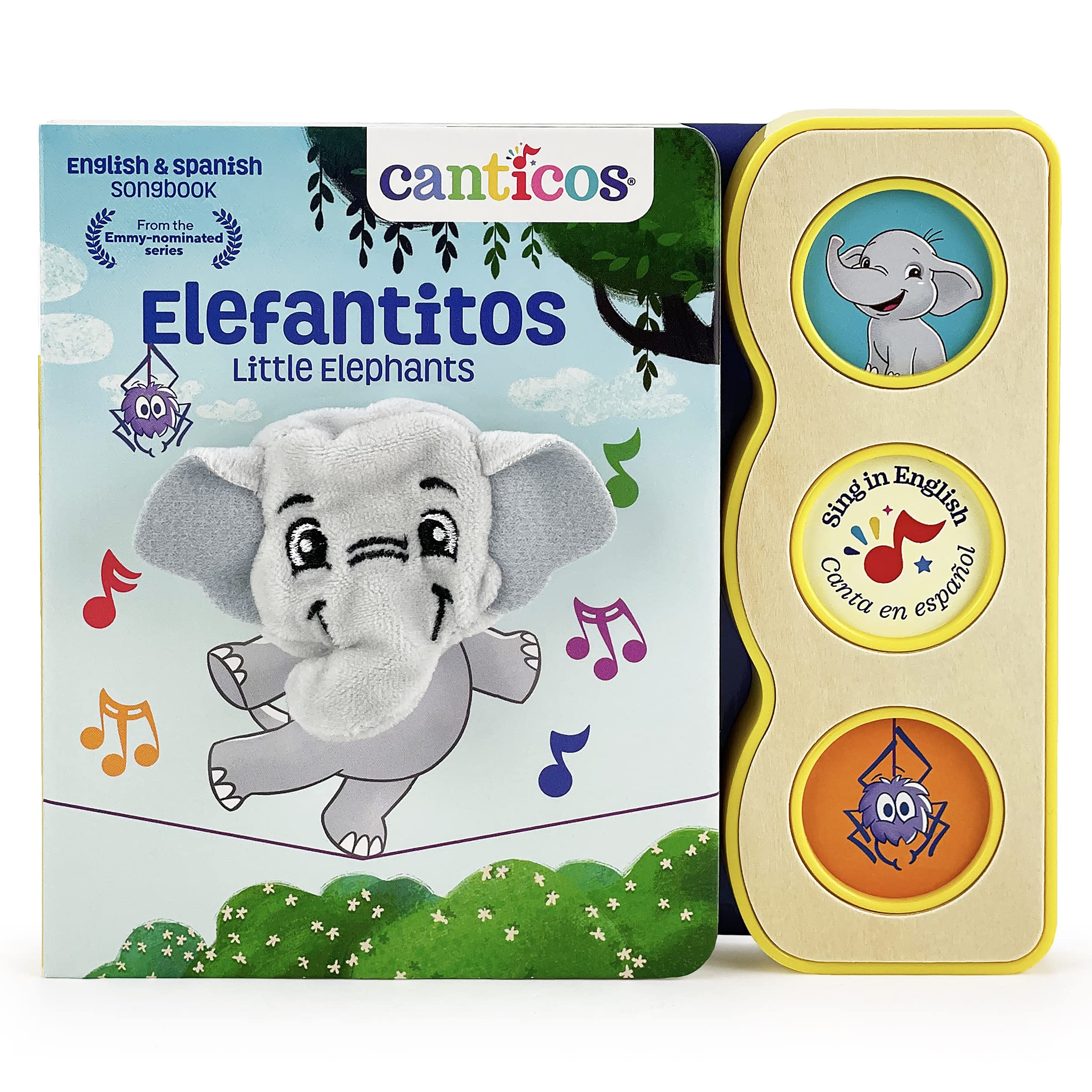 Canticos Little Elephants / Elephantitos - Spanish & English Bilingual Finger Puppet Sound Book for Babies and Toddlers (English and Spanish Edition)