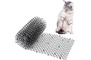 Homarden Black Scat Mat for Cats - 13ft x 11" Plastic Cat Deterrent with Spikes and 12 Garden Staples - Indoor and Outdoor Mat to Protect Furniture and Gardens
