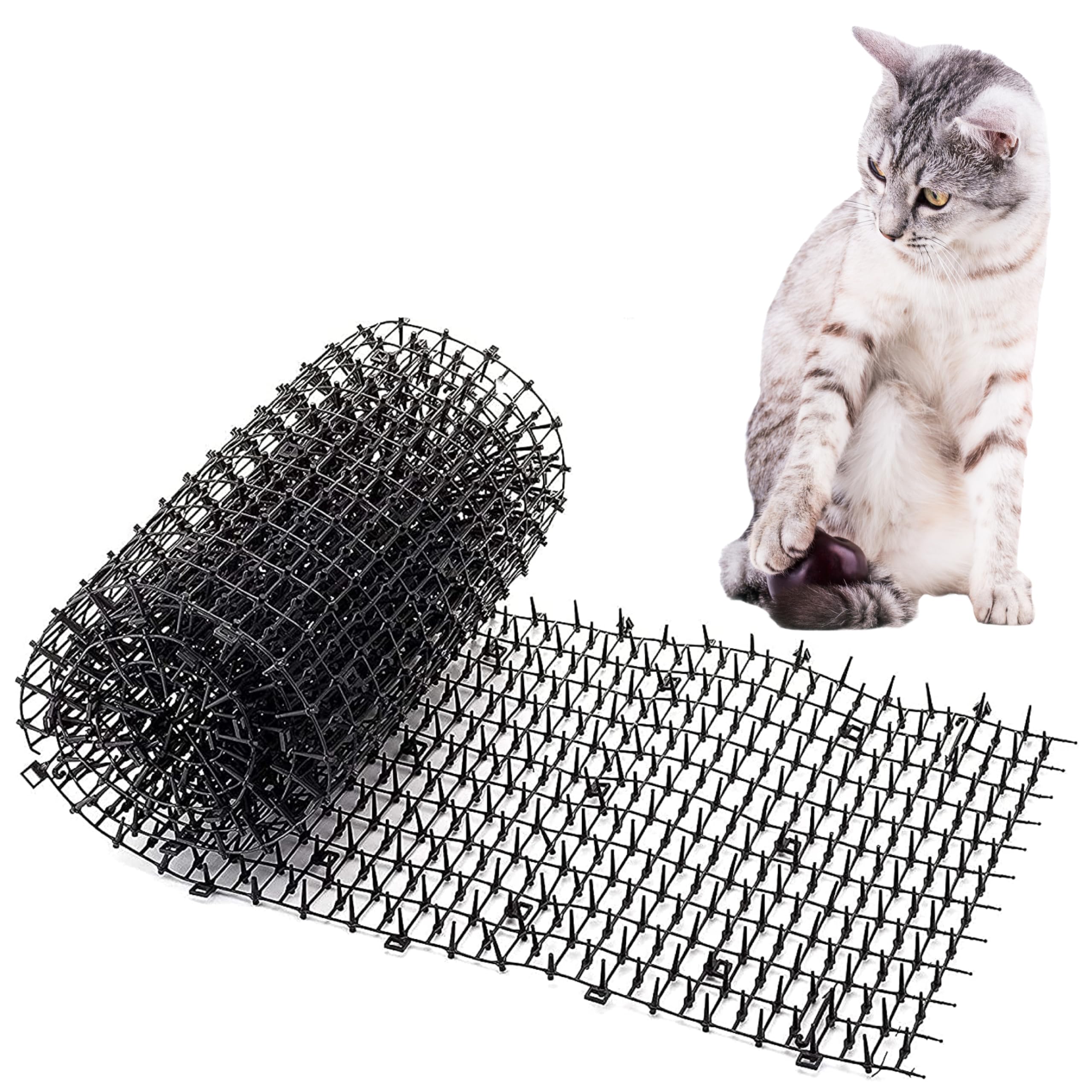 Photo 1 of Homarden Black Scat Mat for Cats - 13ft x 11" Plastic Cat Deterrent with Spikes and 12 Garden Staples - Indoor and Outdoor Mat to Protect Furniture and Gardens