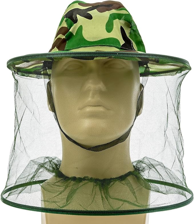 Camouflage Beekeeping Beekeeper Antimosquito Fishing and Camping Mosquito Netting Hat, Mosquito