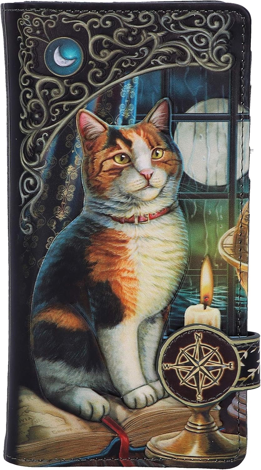 Nemesis Now Lisa Parker Adventure Awaits Calico Cat Ship Embossed Purse, Polyurethane, Black, 18.5cm