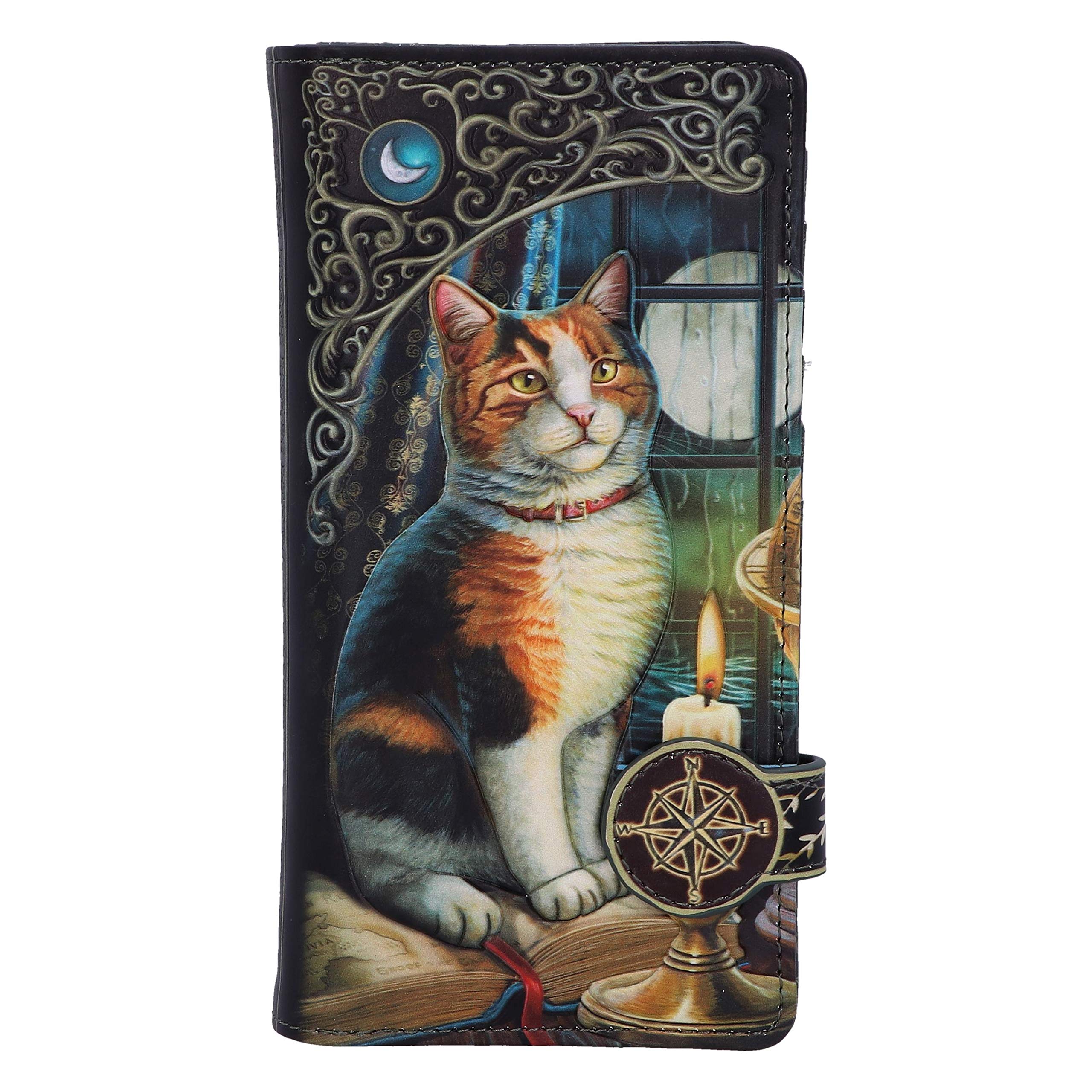 Nemesis Now Lisa Parker Adventure Awaits Calico Cat Ship Embossed Purse, Polyurethane, Black, 18.5cm