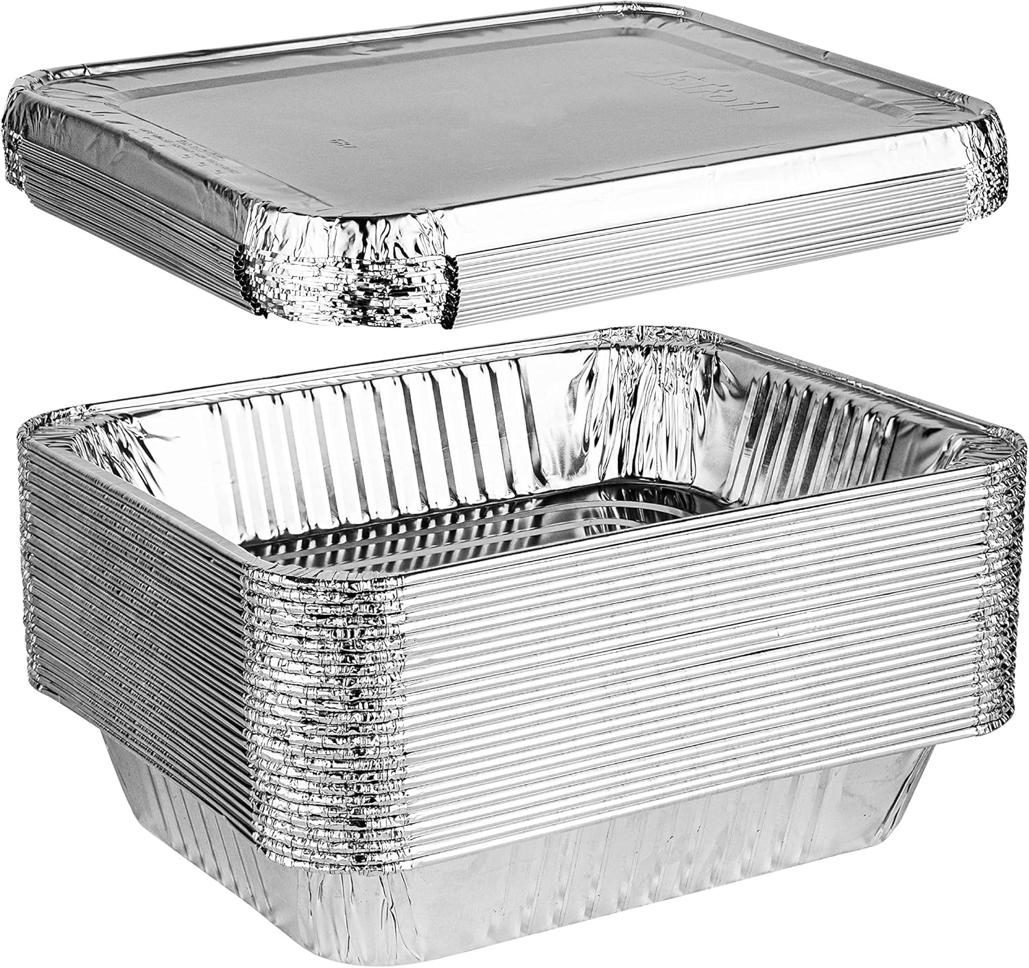 Plasticpro Disposable 9 x 13 Aluminum Foil Pans With Lids Half Size
