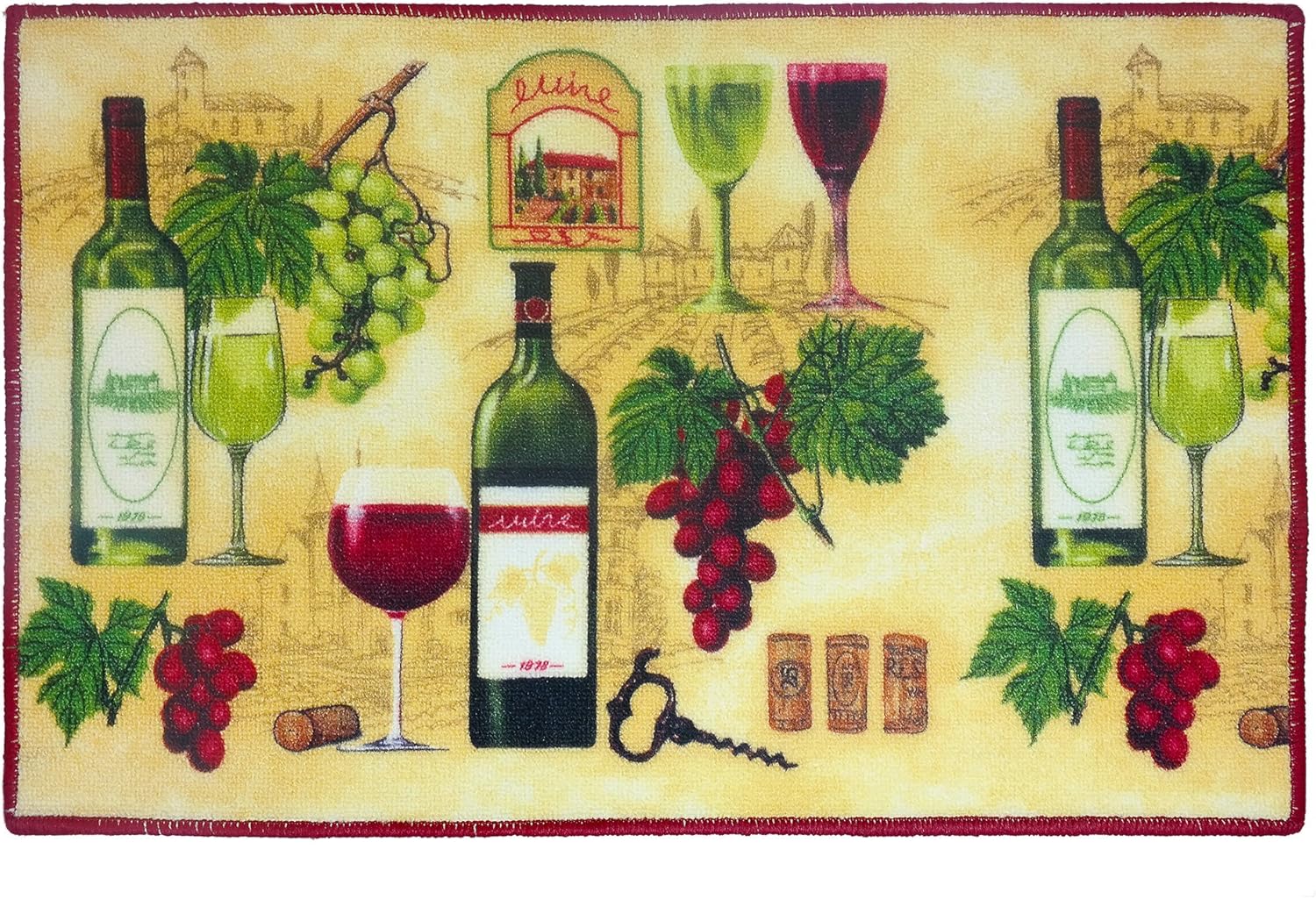 Amazon Com Soho Kitchen Rug Anti Slip Mat With Wine Theme 18 X