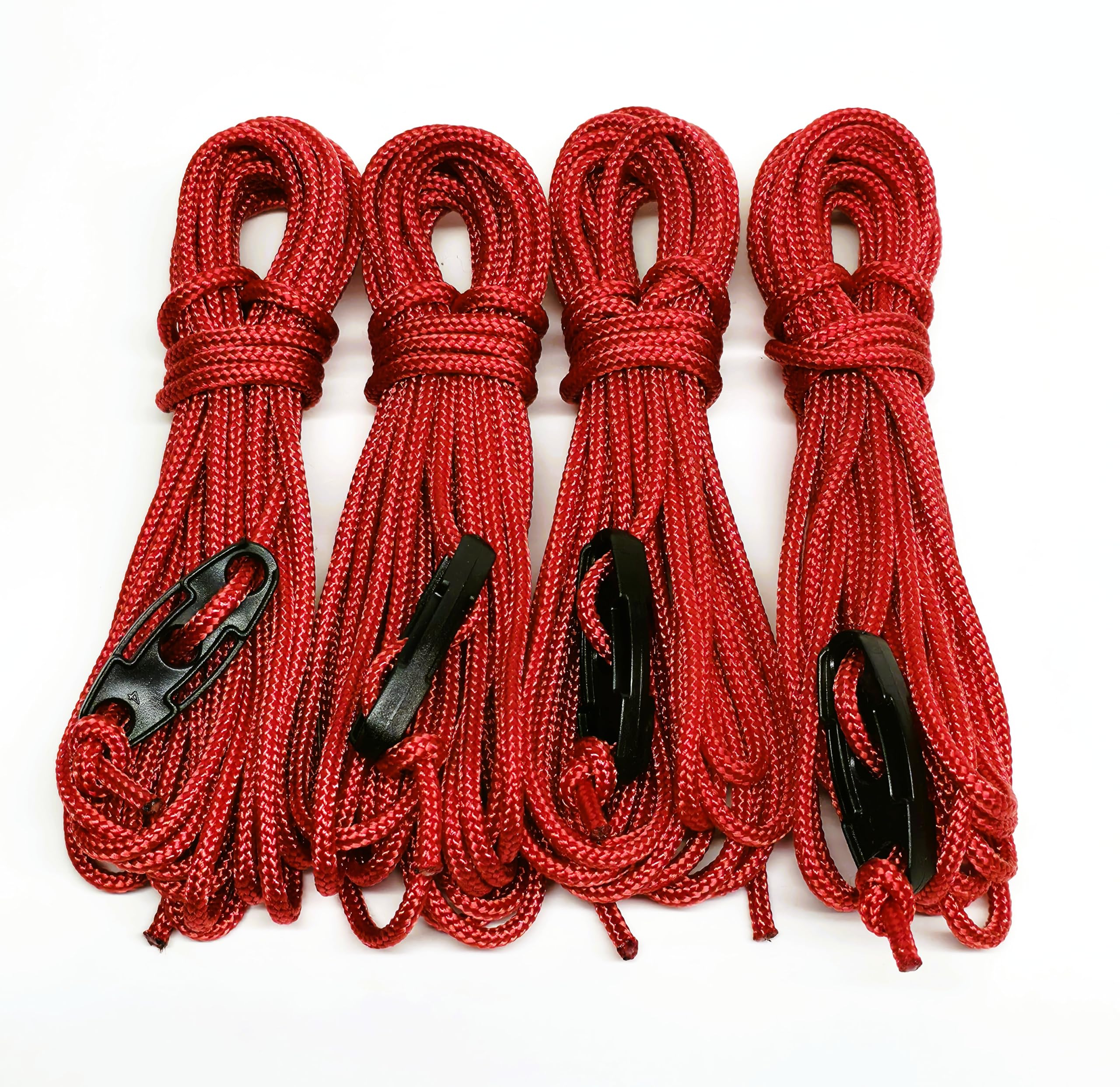 Guy Ropes 3mm 4m Guy Lines Tent Camping Cords Heavy Duty Pack of 4 (Red)