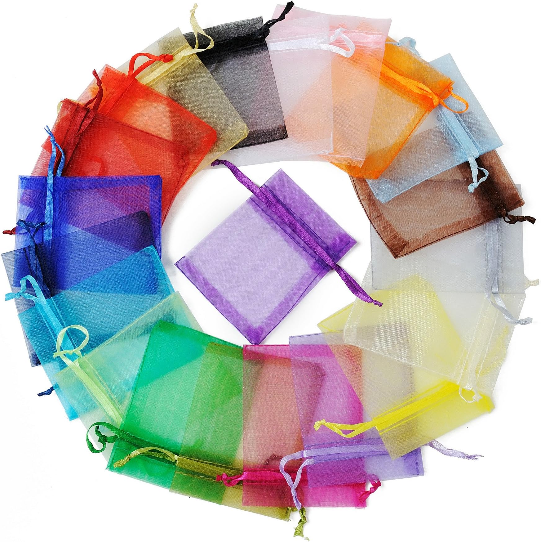 Mix Color Party Favor Bags Organza 3x4 inch 50pcs Organza Bag, Drawstring Bags for Wedding Baby Shower Favors Mesh Gift Bag Jewelry Candy Bag