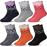 Eocom Kids Wool Socks Winter Warm Wool Hiking Thermal Thick Boot Cozy Crew Socks for Toddlers Boys Girls 6 Pairs