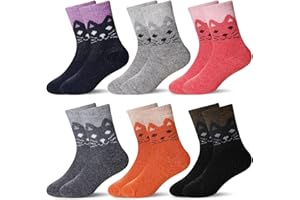 Eocom Kids Wool Socks Winter Warm Wool Hiking Thermal Thick Boot Cozy Crew Socks for Toddlers Boys Girls 6 Pairs
