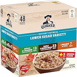 Quaker Instant Oatmeal, Lower Sugar, 4 Flavor