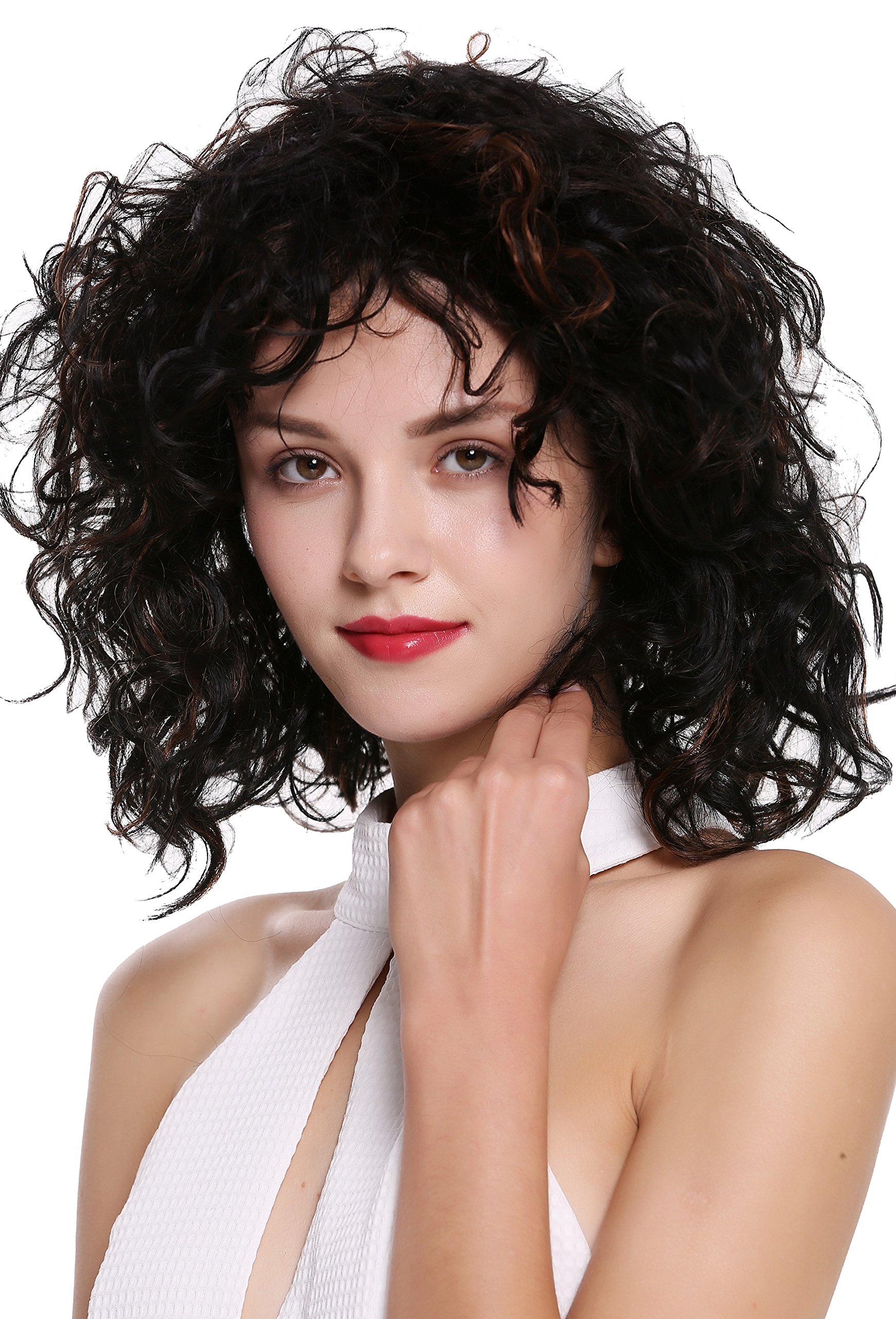 WIG ME UP - DW-2698-2BH30 Lady Quality Wig short shoulder-length wild curls curly voluminous chestnut brown mix highlights streaked