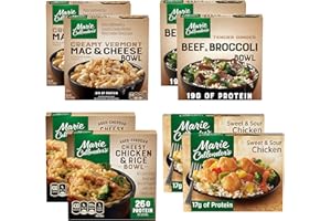NOS Gourmet Kitchn Marie Callender's Party Pack - Aged Cheddar Cheesy Chicken and Rice Bowl, Creamy Vermont Mac & Cheese Bowl,Tender Ginger Beef Broccoli Sweet Sour (8 ( 2 of Each ))