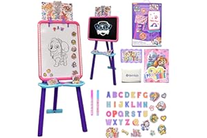 Paw Patrol Standing Art Easel for Kids, Toddler Drawing Dry Erase Magnetic Whiteboard, Chalkboard, Accessories and Number 1 in Service Tissue Pack (47 Pieces)