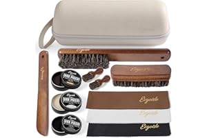 Evgoisle Leather Polish Kit Shoe Care Set, Black Brown Neutral Polish Horsehair Brush for Men Women Boots Dress Shoes