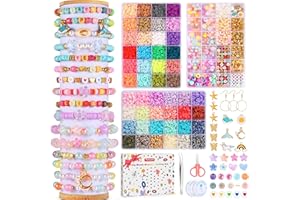 Petiyark 10525Pcs Clay Beads Bracelet Making Kit, Friendship Bracelet Kit Flat Polymer Clay Beads for Jewelry Making, 48Colors Bead Set 925Pcs Charms Kit with Letter Beads for Girls DIY Craft Gift