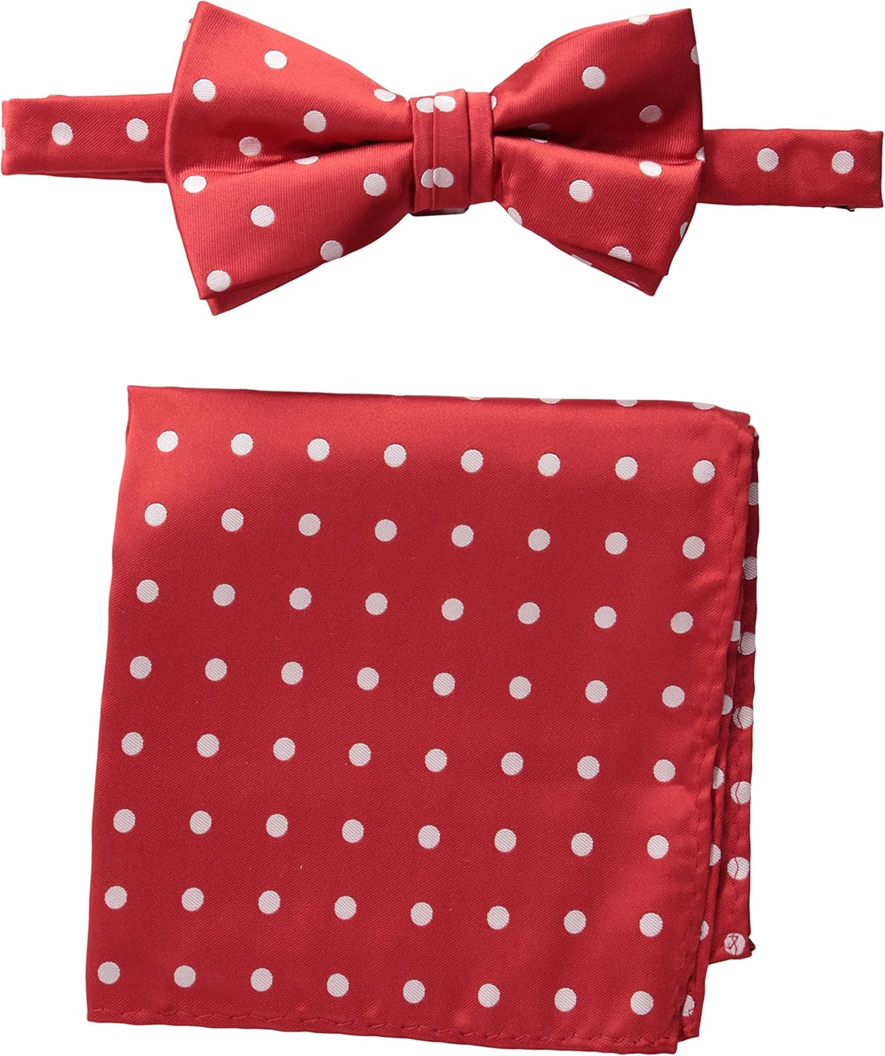 Stacy Adams Men's Satin Dot Bow Tie Set, Fire Red, One Size: Clothing