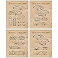 Vintage Lotus Auto Patent Prints, 4 (8x10) Unframed Photos, Wall Art Decor Gift for Home Office Machine Technical Gears Garage Shop College School Student Teacher Coach England Car Racing Team Fans