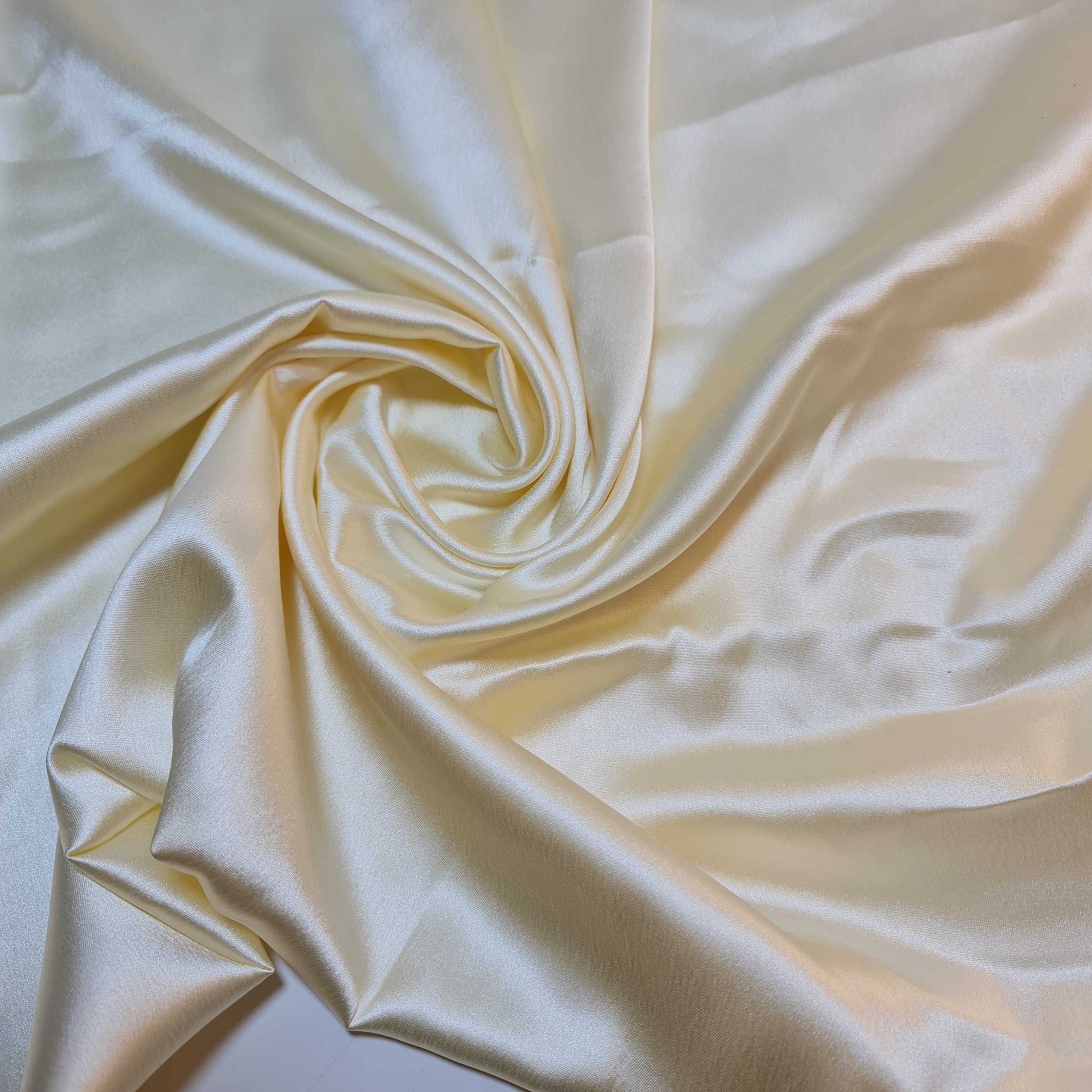Glossy Charmeuse Silk Satin Bridal Dress Polyester Lining Craft Fabric 44" Meter (5 Meter, Cream)