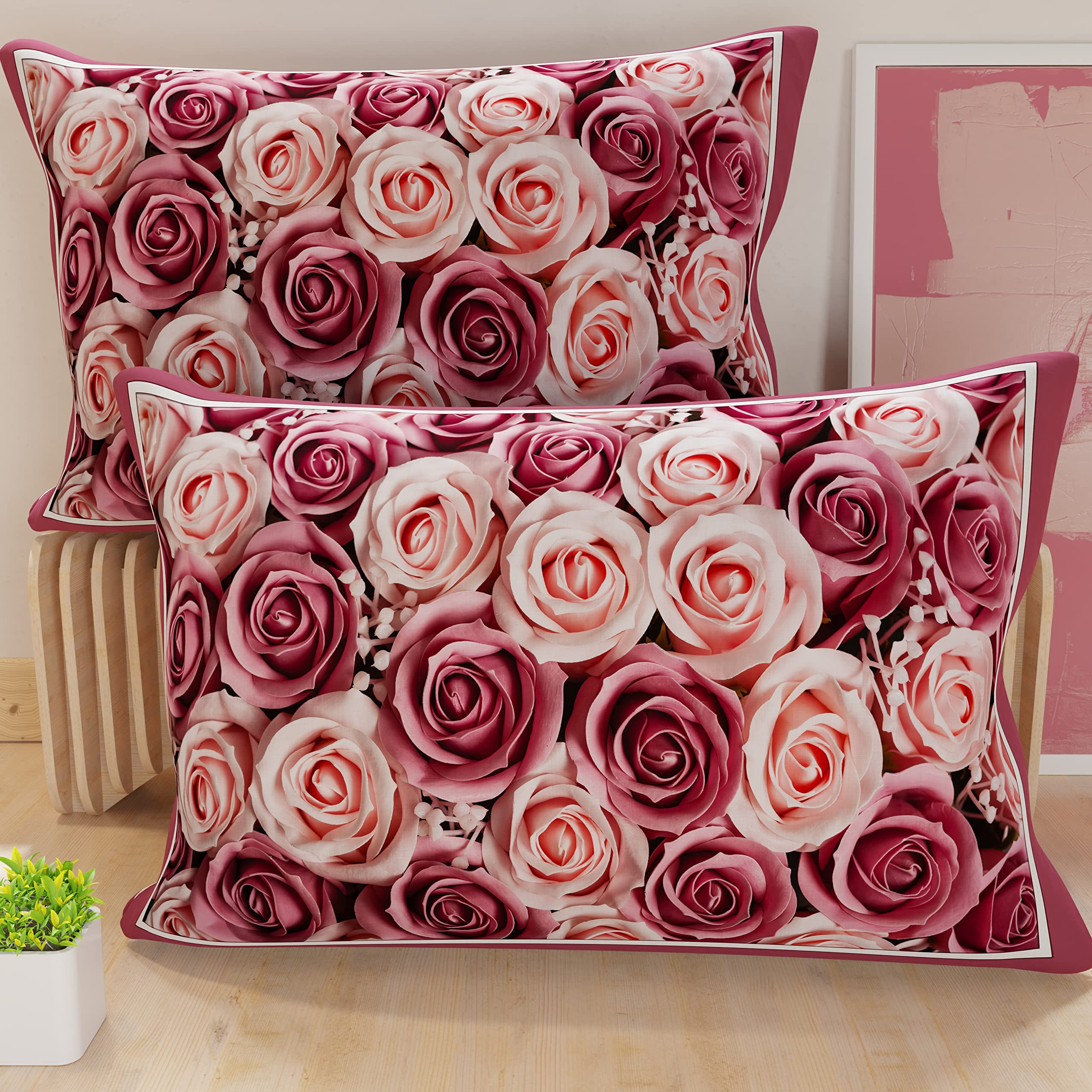 PETTI Artigiani Italiani - Bed Pillowcases, Pair of Pillowcases 50 x 80 cm, Pillow Case, Hypoallergenic Microfibre Pillowcases, Made in Italy, Floral Powder Pillowcases — image 1