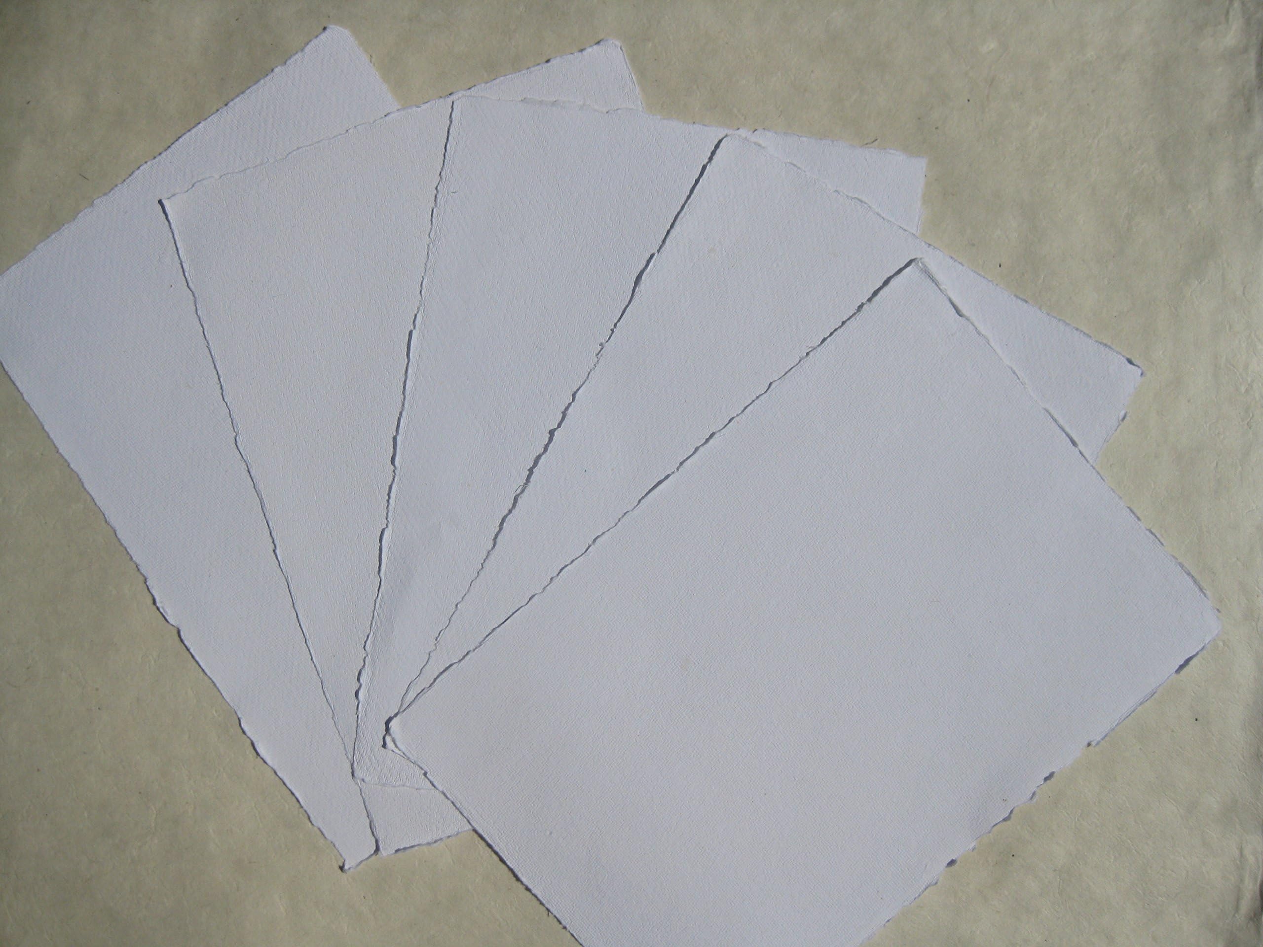 Handmade Deckle-edge Watercolour Paper A4 10 Sheets/Set, Extra-Strong 300 g/m², Natural White, Cotton Linters