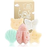 Konjac Baby Sponges, 5Pcs Natural Cute Shapes for Infants | Plant-based, extra soft sponges for toddler and kids bath time, gentle for daily use.