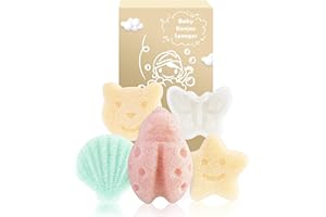 MoHern Konjac Baby Sponge for Bathing, 5Pcs Natural Cute Shapes, Kids Bath sponges for Infants, Toddler Bath time, Plant-Based, Extra Soft