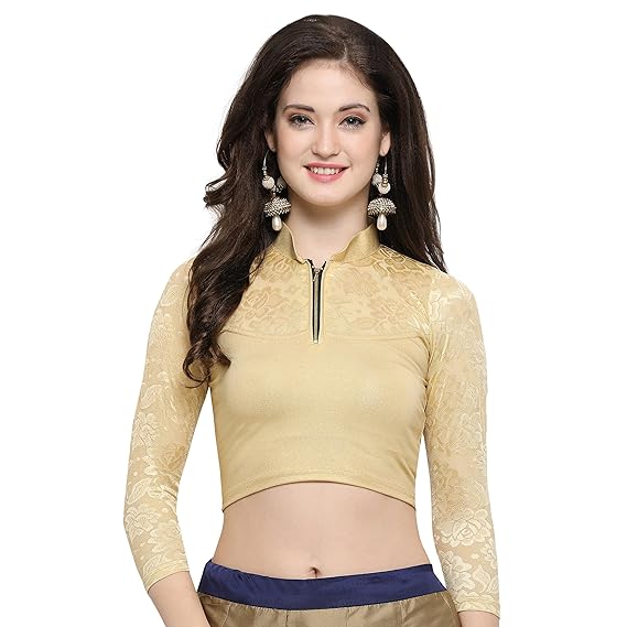 Women's Cotton Lycra Stretchable Readymade Blouse (BL034-150GOLD)