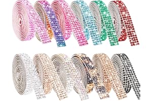NiArt Self Adhesive Crystal Rhinestone Diamond Ribbon 12 Rolls 0.9cm Wide Total 12 Yards Multi-Functional DIY Decorative Bling Gemstone Arts Crafts Sticker Tape Glitter Shoes Clothes (Assorted Colors)