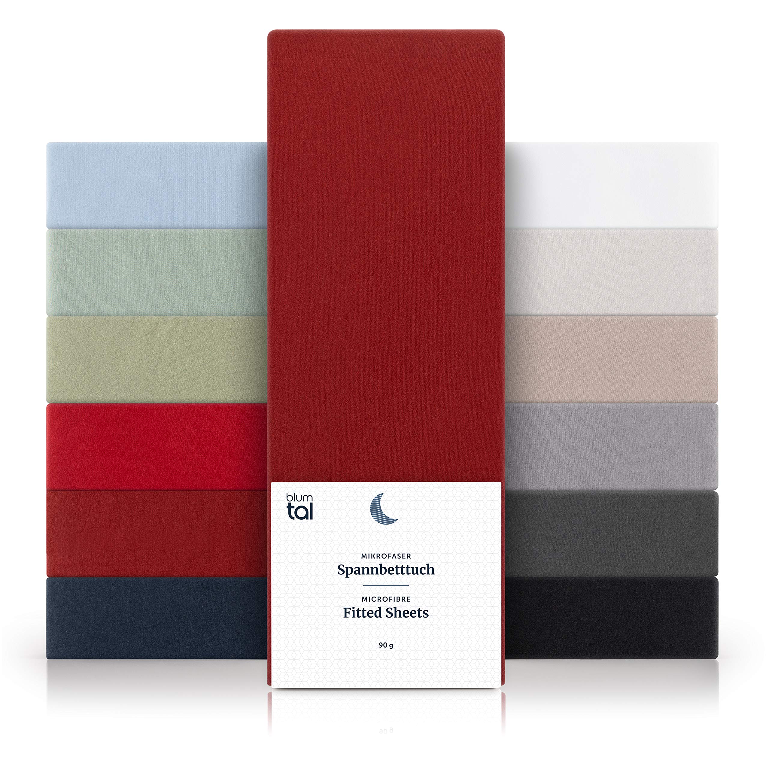Blumtal Basics Brushed Microfibre Super King Fitted Sheet 2 Pack - Super Soft Bed Sheets, Suitable for Mattresses With a Height up to 25 cm, Aurora Red