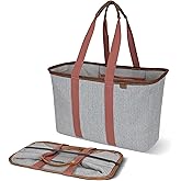CleverMade Collapsible LUXE Tote - Reusable Grocery Shopping Storage Bag Organizer w/Handles Reinforced Bottom