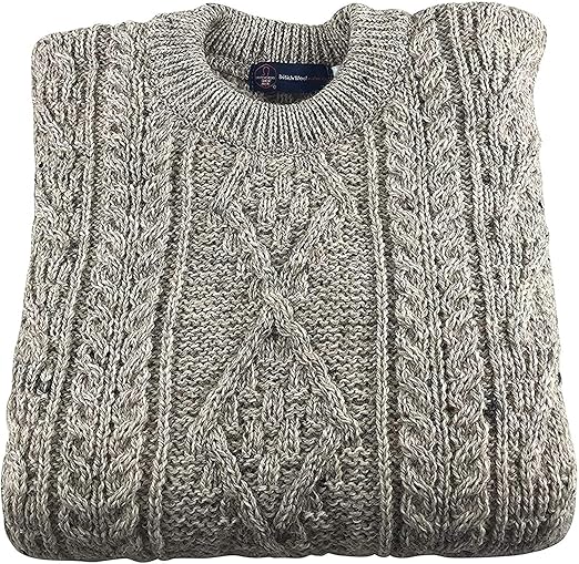 British Wool Unisex Authentic Long Sleeved Crew Neck Arran Jumper
