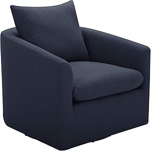 Amazon Brand – Stone & Beam Elisabet Upholstered Swivel Chair, 33.5"W, Midnight