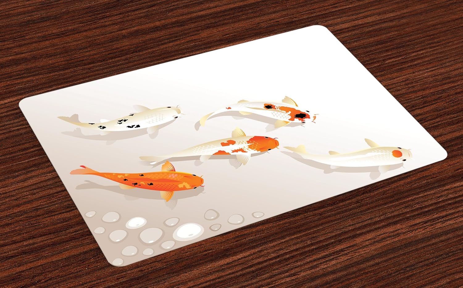 Ambesonne Koi Fish Place Mats Set of 4, Traditional Asian Sacred Spotty Koi Figures Carps Oriental Sign of Love Zen, Washable Fabric Placemats for Dining Room Kitchen Table Decor, Orange Beige