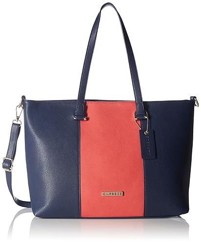 Caprese Zoe Womens Tote Bag (Navy and Coral)