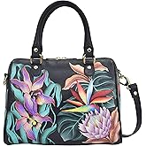 Anuschka Women's Hand-Painted Genuine Leather Zip Around Classic Satchel