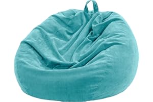 Nobildonna 3 ft Bean Bag Chair Cover (No Filler) 35"×43" Large Stuffed Animal Storage Bean Bag Washable Big Beanbag Chair Cover Premium Corduroy Stuffable Bean Bag Cover for Adults,Kids,Cyan