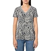 Nautica Womens Solid V-Neck Short Sleeve T-Shirt