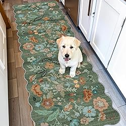 2x5 Washable Kitchen Area Rug: Floral Scalloped
