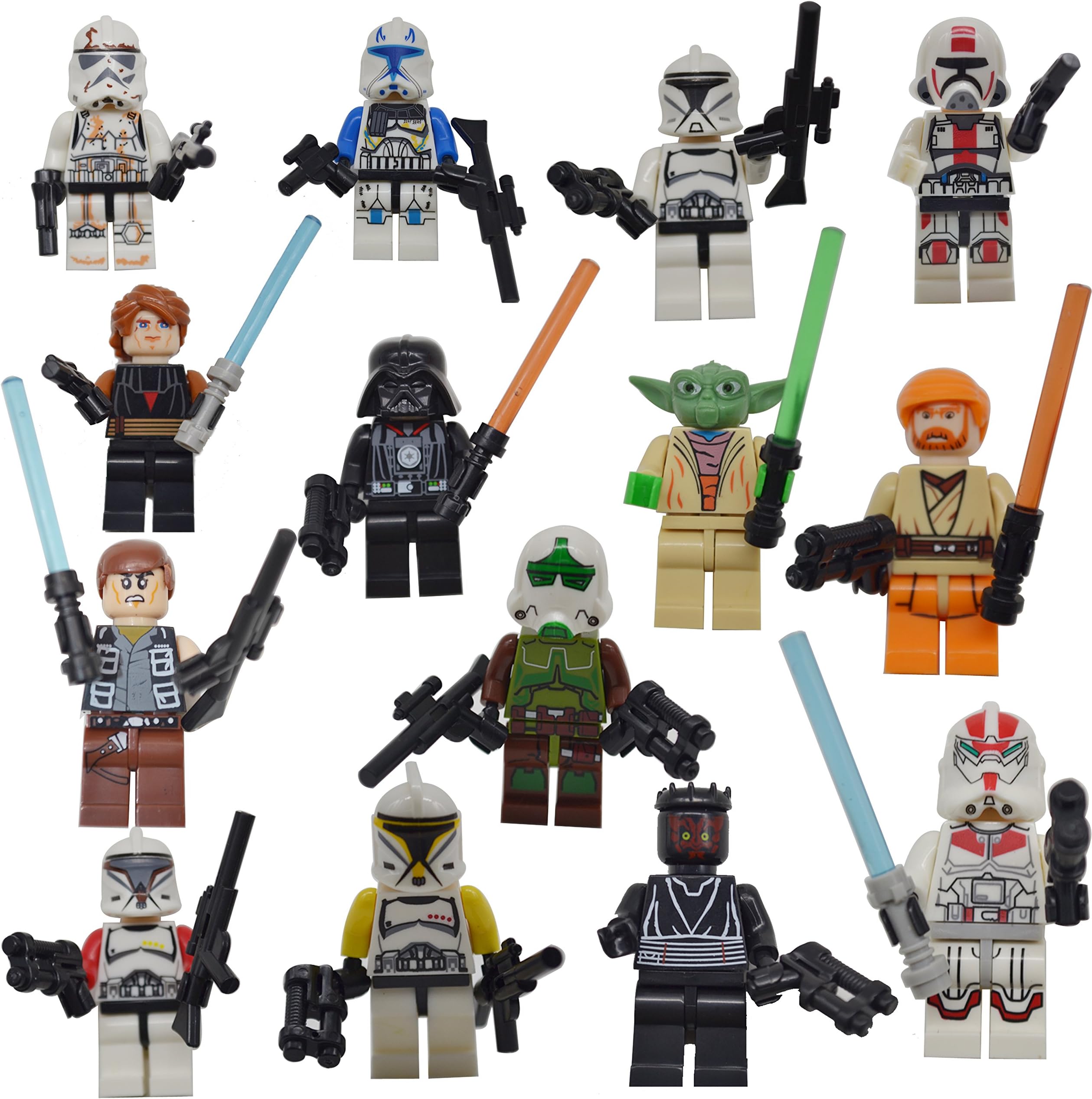 14 Pcs Lego-Compatible Figures Action Figures Cake Topper Party Favor with Weapons