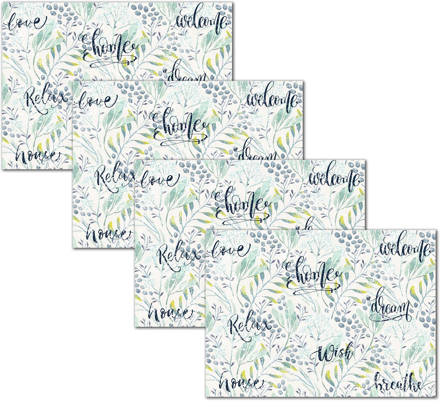 Blissful Living Set of 4 Placemats, Stain Resistant - Decorate Your Kitchen Table with Our Beautiful Rectangle pad placemat (House & Home)