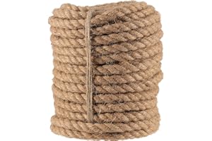 JAPCHET Jute Rope 164 Ft x 3/8 Inch, 10 mm Heavy Duty Twisted Jute Twine Hemp Rope, Strong Burlap Cord for DIY, Crafts, Garde