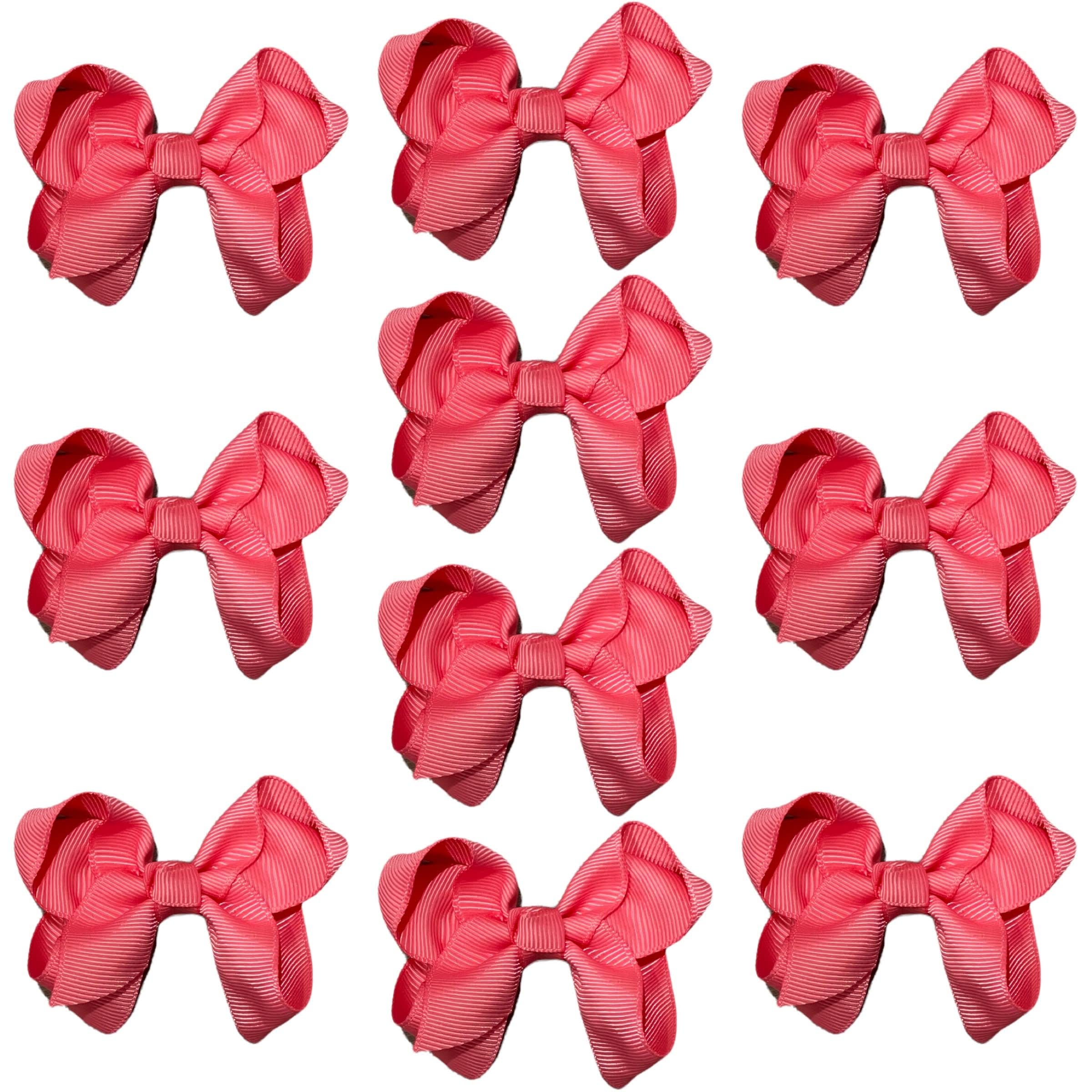 10pk Light Salmon Hair Bows Knots Clips Slides Grips 3" Inch 7.6cm Solid Colour Girls School Hairbow Accessories