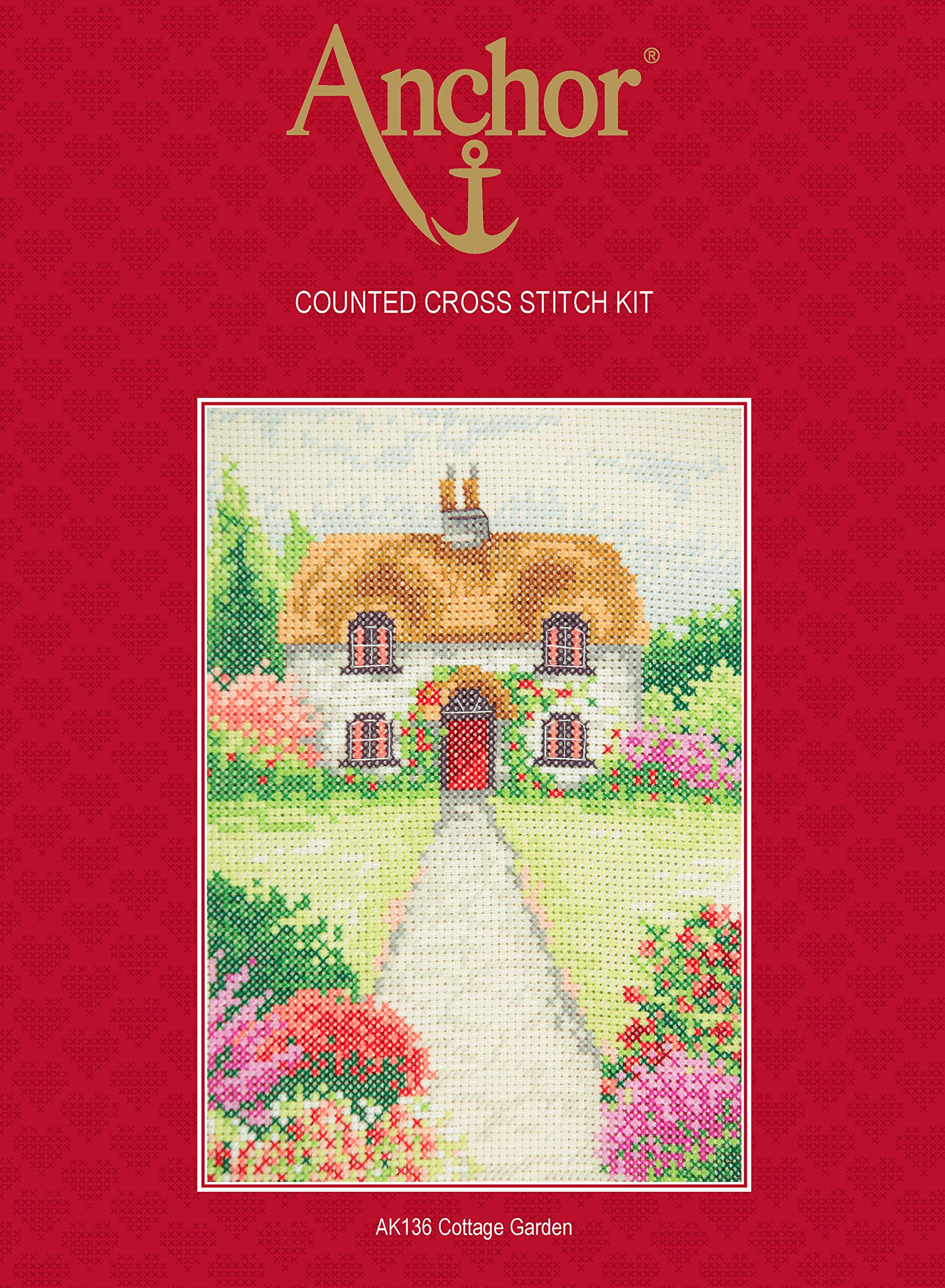 ANCHOR Cross Stitch Kit: Starter: Cottage Garden, Multi, 23 x 16cm
