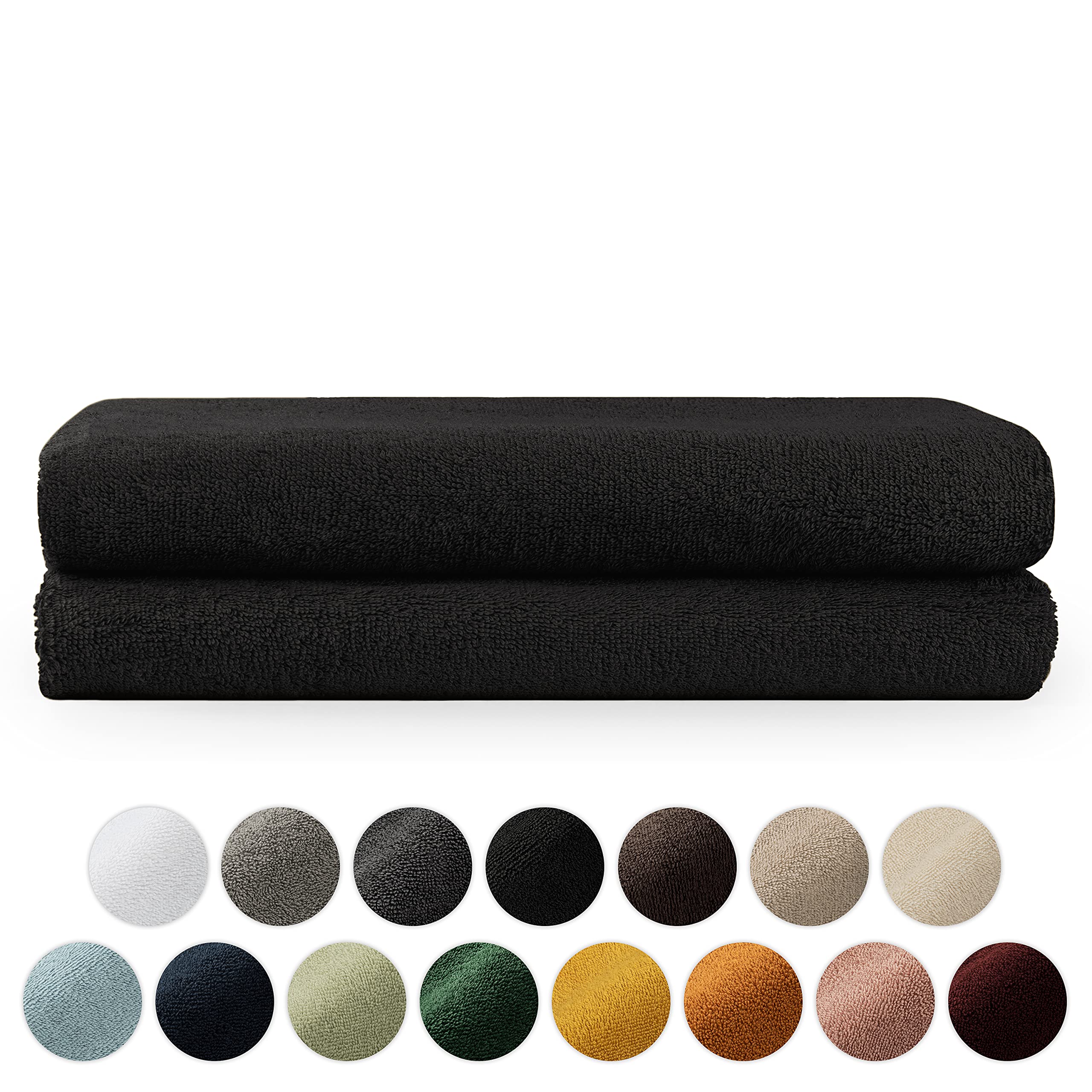 Blumtal Hotel Quality Towel Set - 2 Bath Towels 70x140, Soft and quick dry towel Bathroom Towels, Black Towels, 100% Cotton