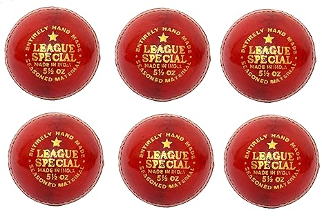 CW Pack de 6 Liga especial rojo pelota de Cricket (piel cosida a ...