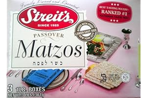 Streit's Matzo, Kosher for Passover Matzoh Crackers, Airy, Crispy Crackers, 1 Pound (3 Pound)