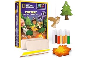 BLUE MARBLE NATIONAL GEOGRAPHIC Modeling Clay Arts & Crafts Kit - Air Dry Clay for Kids Craft Kit with 2 lb. Clay, Sculpting Tool, Paints & More, Make Your Own Clay Creations, Ornaments, and Other Air Dry Pottery